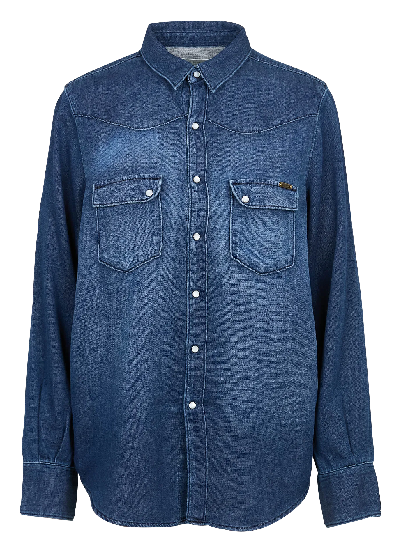 ACQUAVERDE Camisa de algodón con cuello clásico en azul