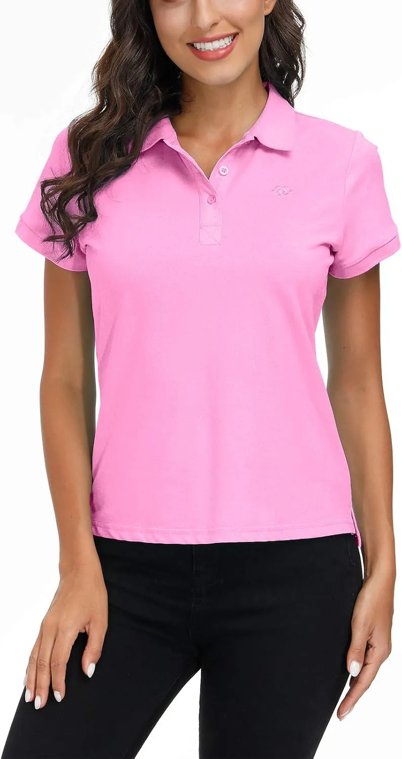 AjezMax Polo Mujer Camiseta Mangas Cortas Verano Algodón Transpirable Trabajo Golf Tops