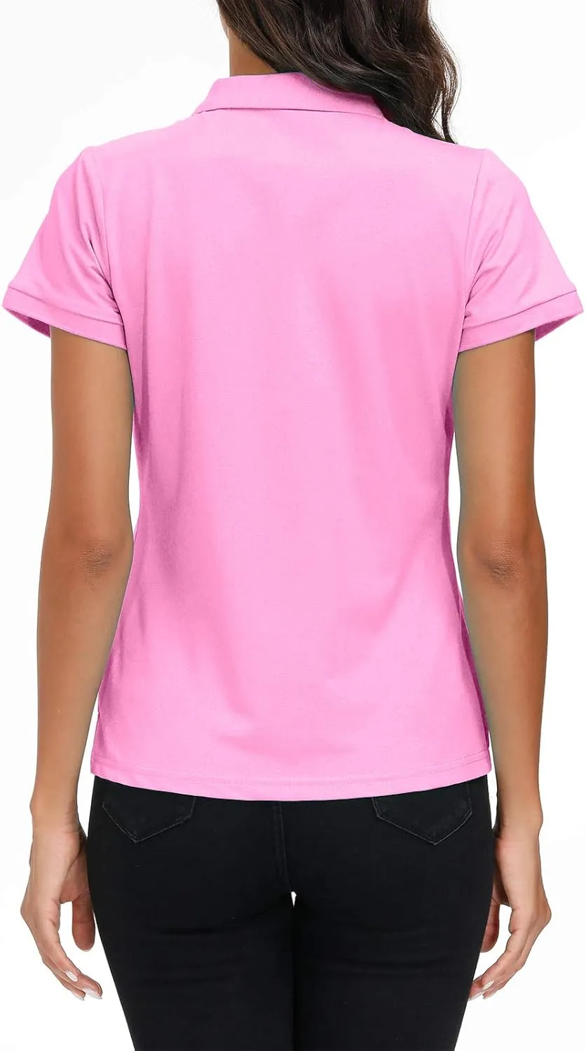 AjezMax Polo Mujer Camiseta Mangas Cortas Verano Algodón Transpirable Trabajo Golf Tops