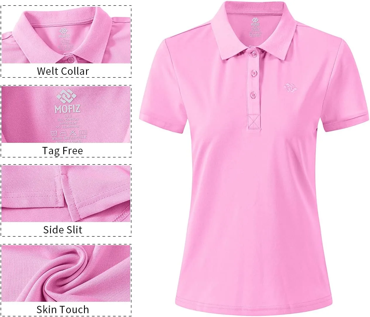 AjezMax Polo Mujer Camiseta Mangas Cortas Verano Algodón Transpirable Trabajo Golf Tops