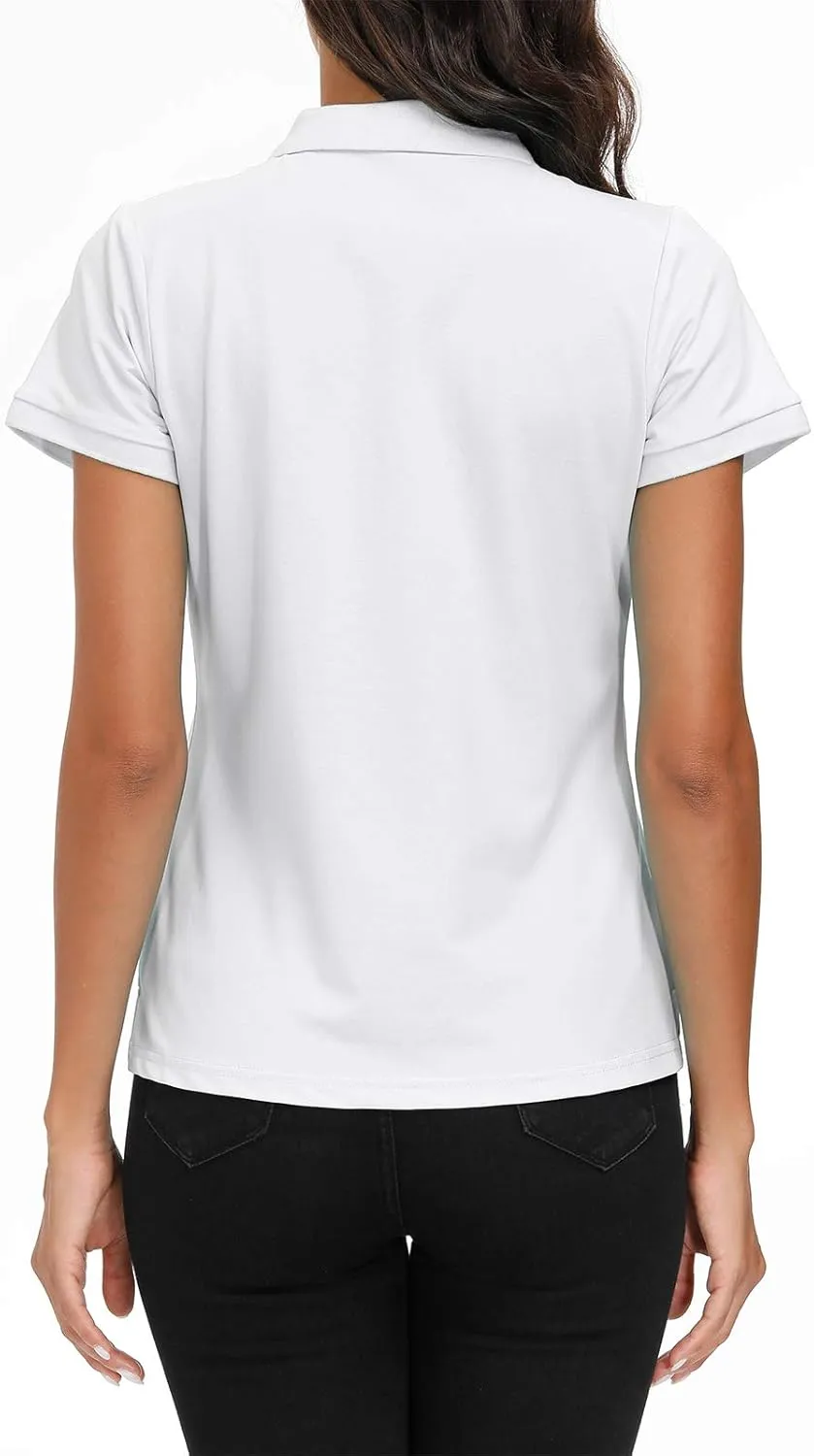 AjezMax Polo Mujer Camiseta Mangas Cortas Verano Algodón Transpirable Trabajo Golf Tops