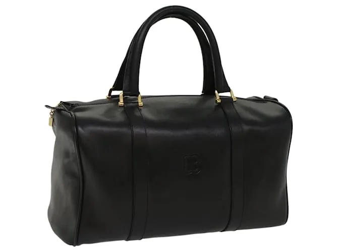 BALENCIAGA Boston Bag Vintage Cuero Negro Auth am4980 