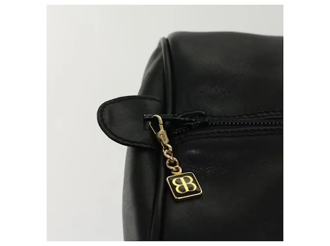 BALENCIAGA Boston Bag Vintage Cuero Negro Auth am4980 