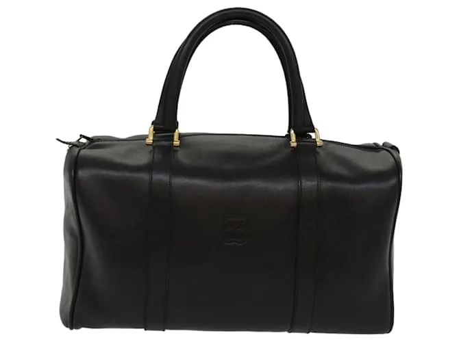 BALENCIAGA Boston Bag Vintage Cuero Negro Auth am4980 