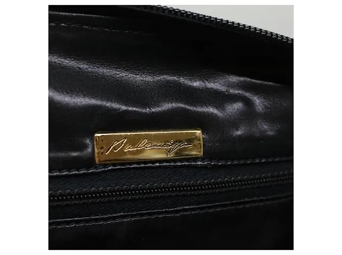 BALENCIAGA Boston Bag Vintage Cuero Negro Auth am4980 