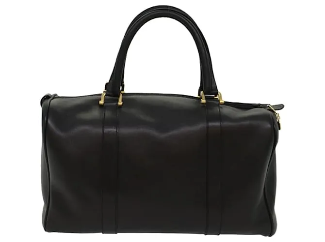 BALENCIAGA Boston Bag Vintage Cuero Negro Auth am4980 