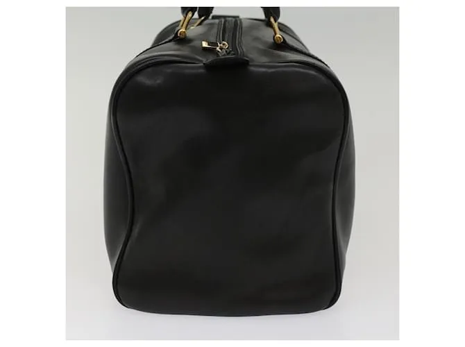BALENCIAGA Boston Bag Vintage Cuero Negro Auth am4980 