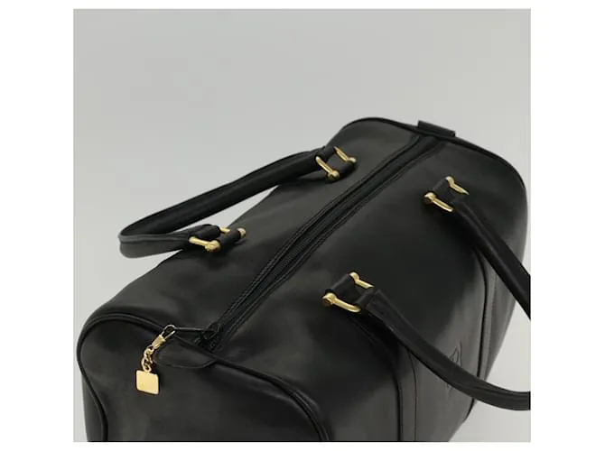 BALENCIAGA Boston Bag Vintage Cuero Negro Auth am4980 