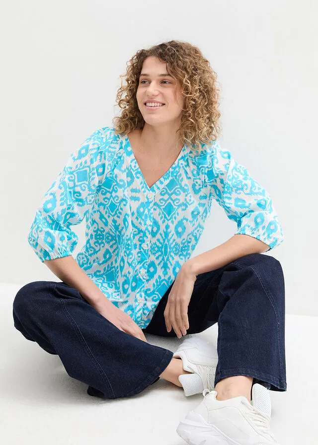 BLUSA BLANCOVERDE AGUA OSCURO