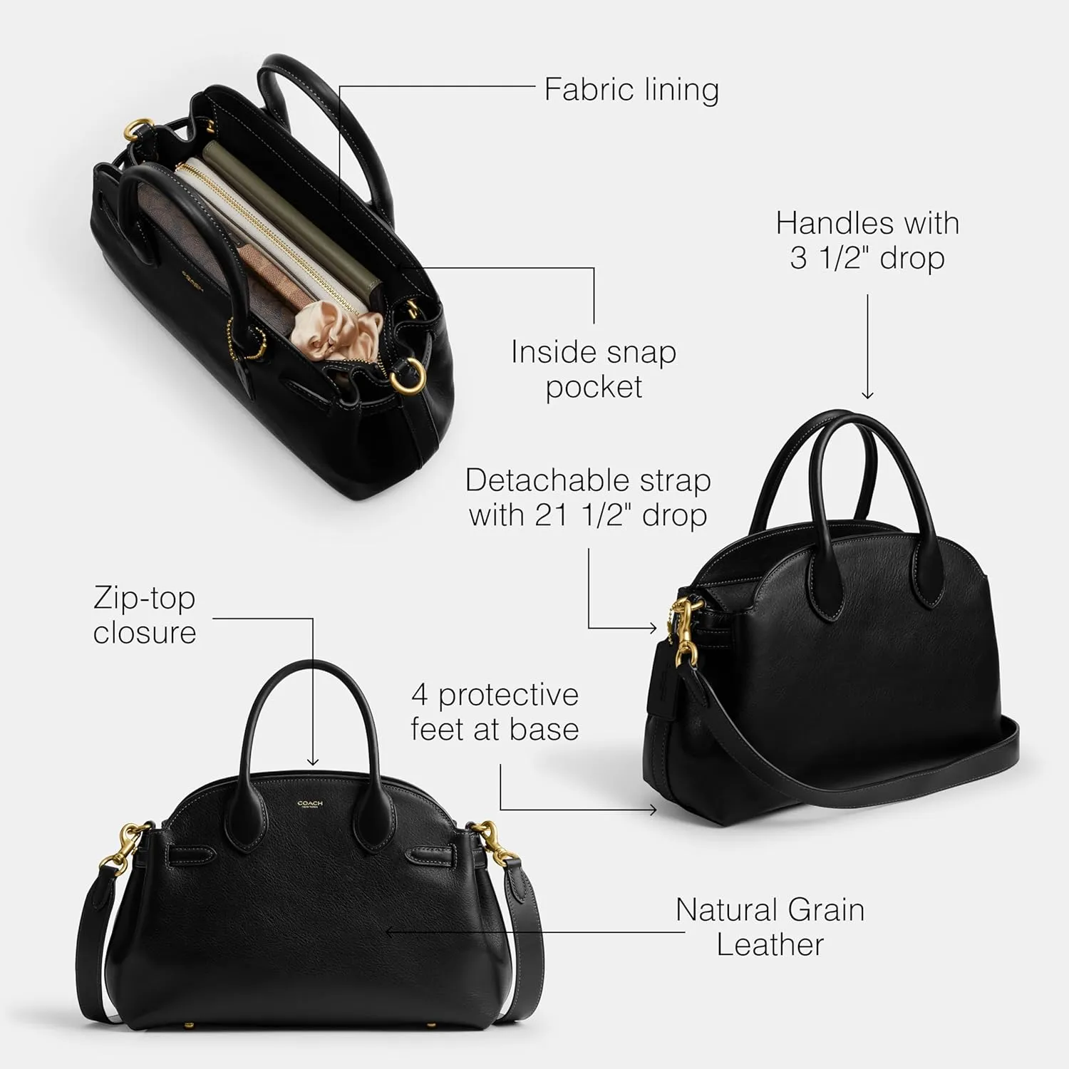 BOLSO DE MANO COACH SOFT EMPIRE 28, B4/NEGRO
