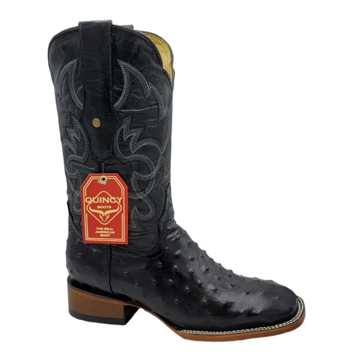 Botas de Avestruz Grabado Horma Rodeo Cuadrada Q8220305