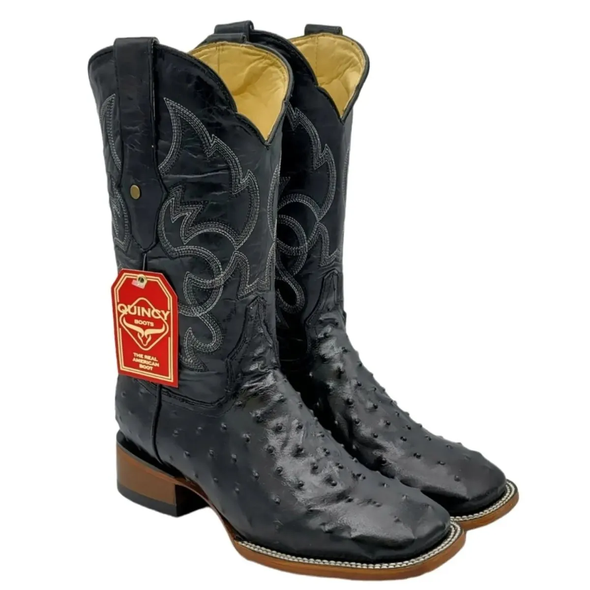 Botas de Avestruz Grabado Horma Rodeo Cuadrada Q8220305