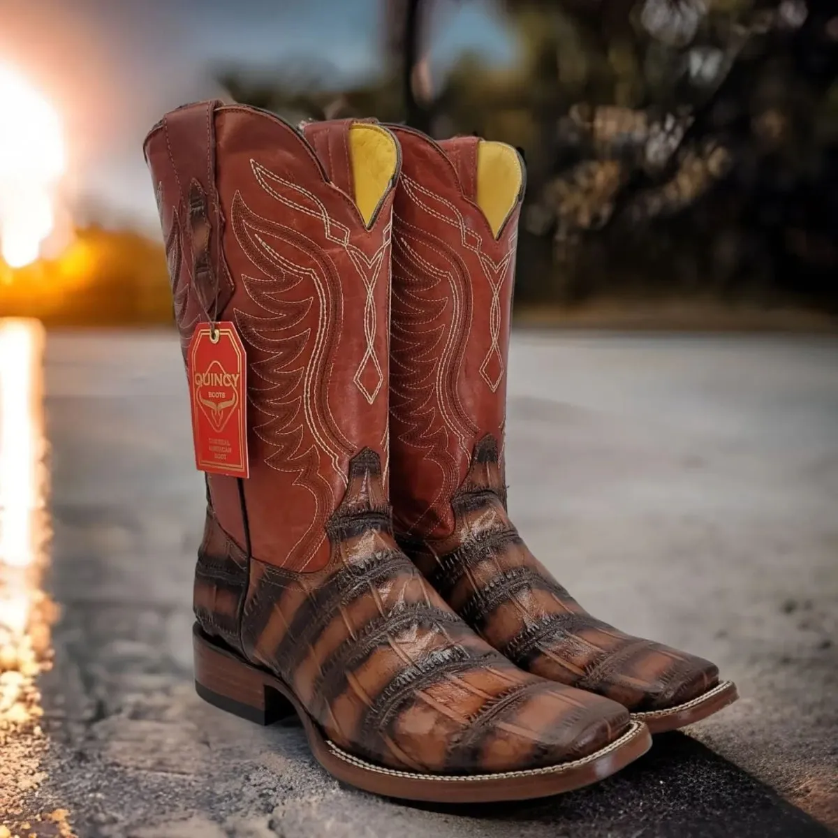 Botas de Cocodrilo Grabado Horma Rodeo Cuadrada Q8221703
