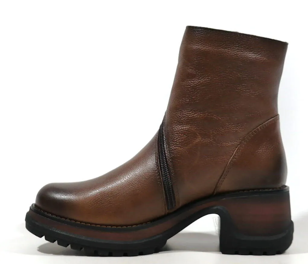 Botines marrones con cremallera cruzada para mujer
