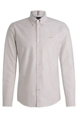 Camisa slim fit en algodón Oxford a rayas