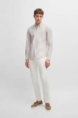 Camisa slim fit en algodón Oxford a rayas