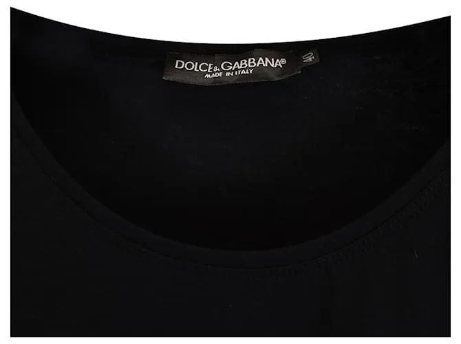 Camiseta de algodón negro con estampado del logo Dolce & Gabbana 