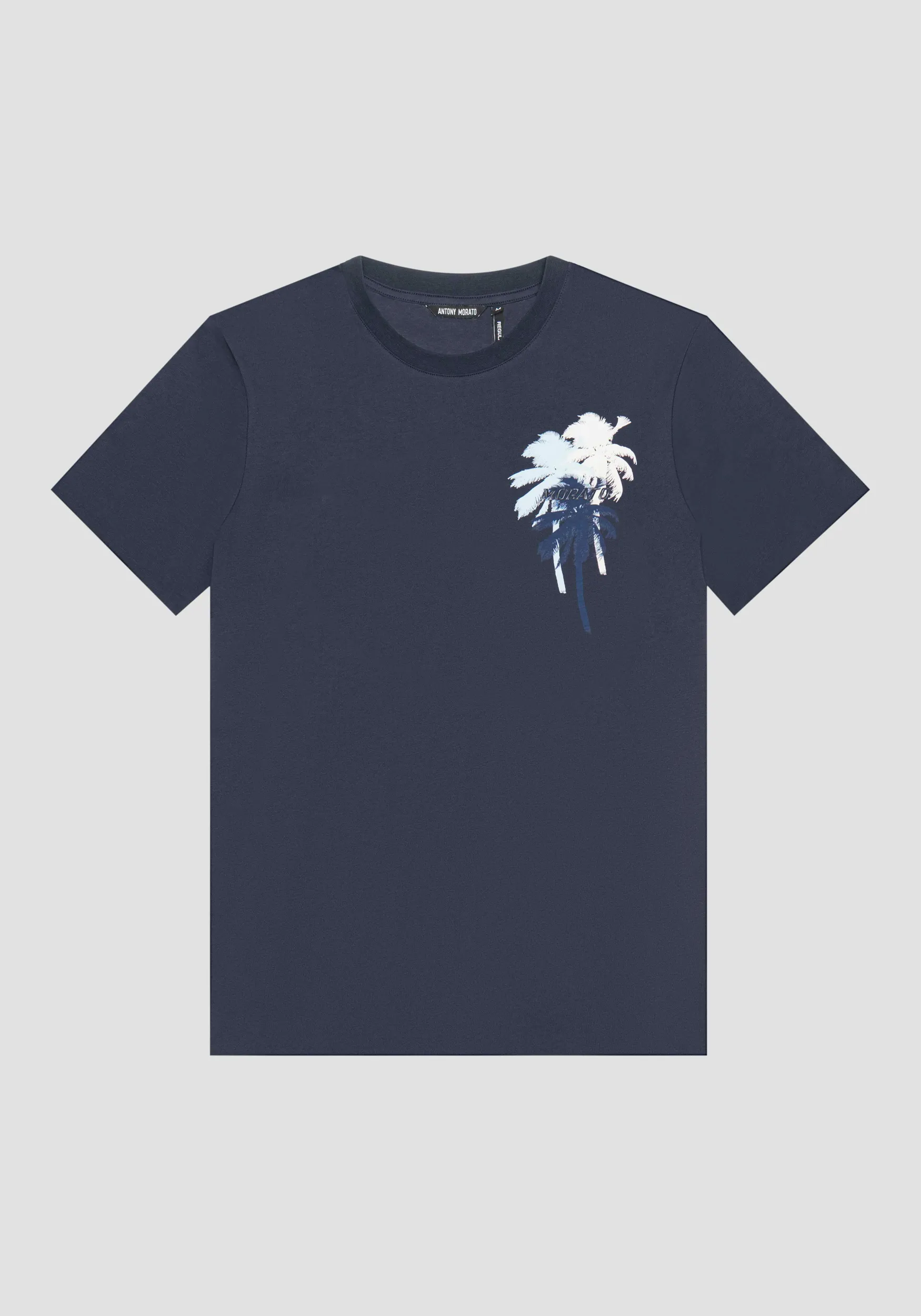 CAMISETA REGULAR FIT DE ALGODÓN CON ESTAMPADO DE AGUA