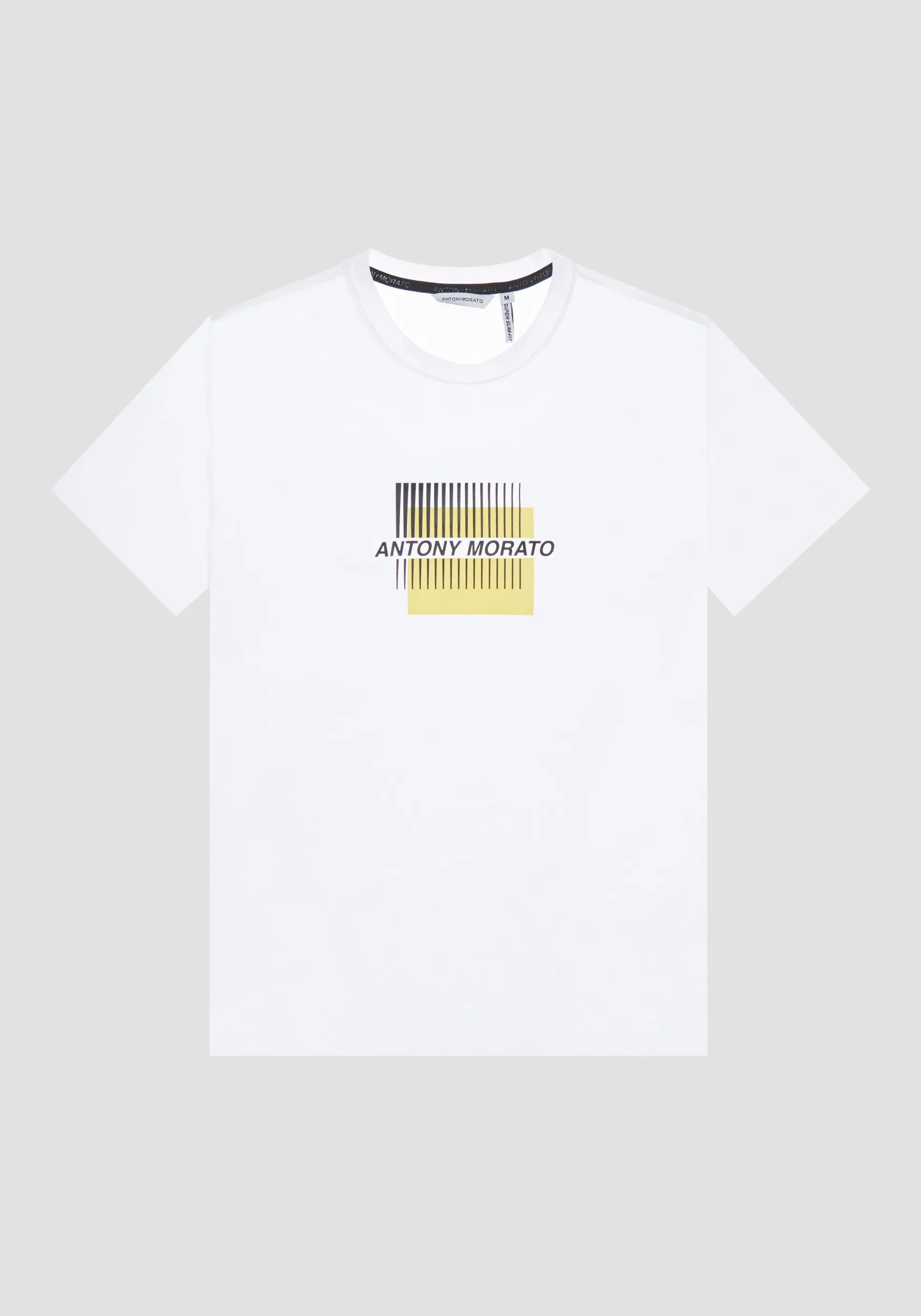 CAMISETA SUPER SLIM FIT DE ALGODÓN ELÁSTICO CON LOGOTIPO EN CONTRASTE