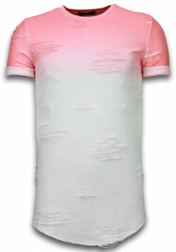 CAMISETAS  FLARE EFFECT DE DOS COLORES LONG FIT  ROJO SALMON