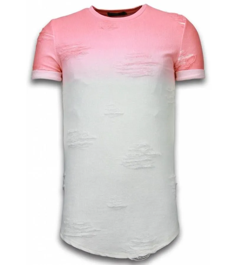 CAMISETAS  FLARE EFFECT DE DOS COLORES LONG FIT  ROJO SALMON