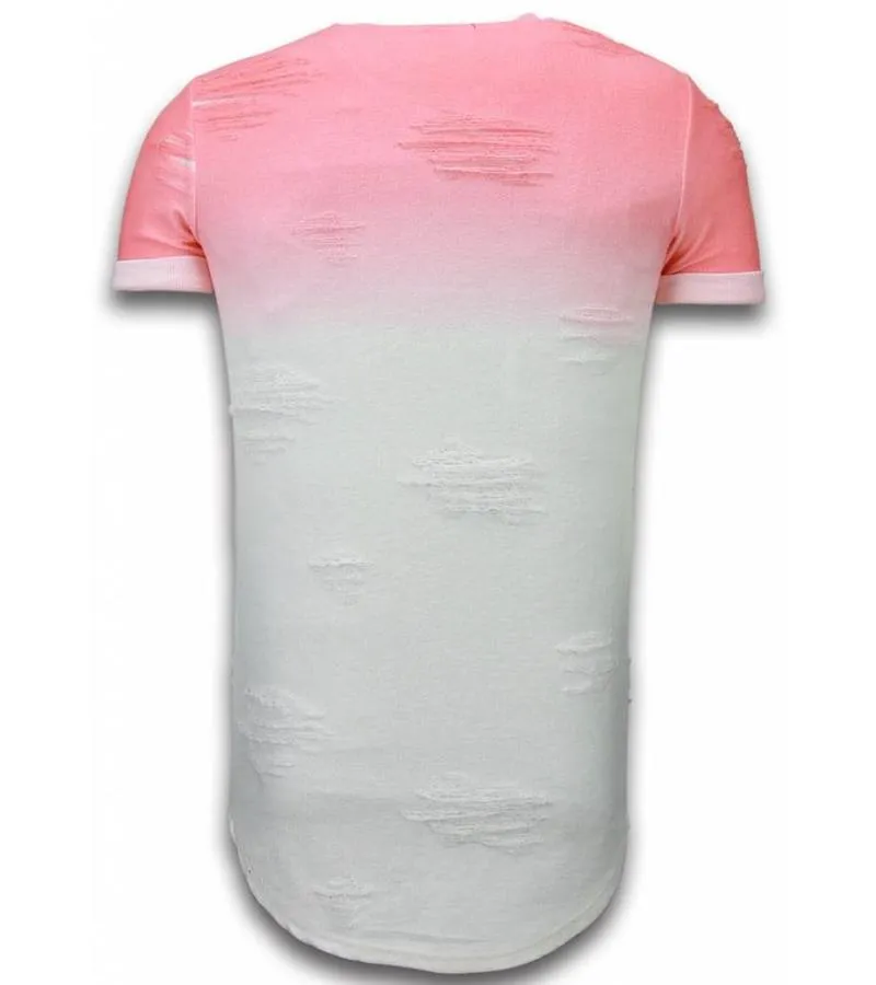 CAMISETAS  FLARE EFFECT DE DOS COLORES LONG FIT  ROJO SALMON