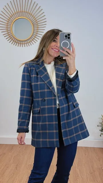 Chaqueta blazer Tartán Azul