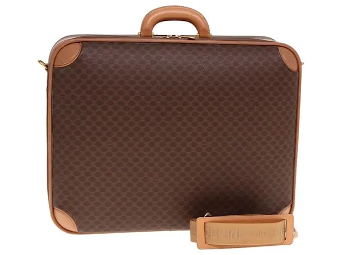 Céline Maleta de lona Macadam CELINE en cuero PVC marrón Auth 76985 Castaño 