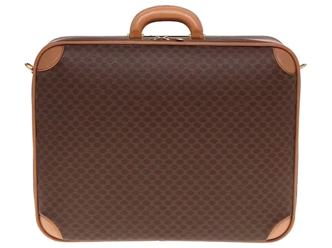 Céline Maleta de lona Macadam CELINE en cuero PVC marrón Auth 76985 Castaño 