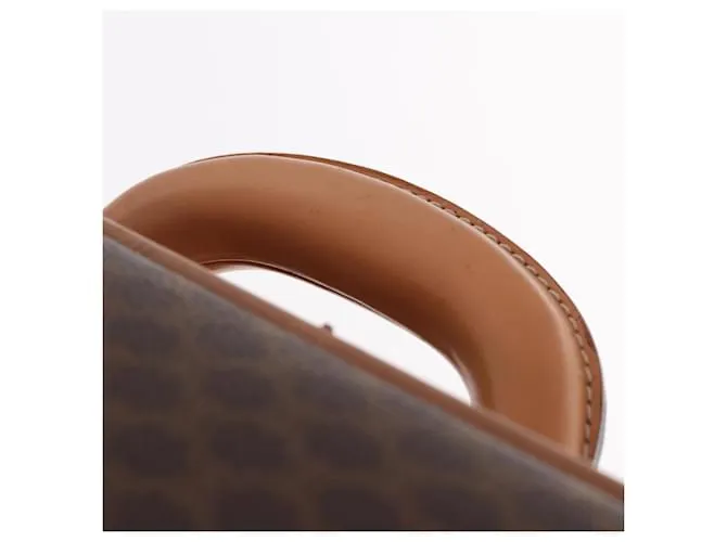 Céline Maleta de lona Macadam CELINE en cuero PVC marrón Auth 76985 Castaño 