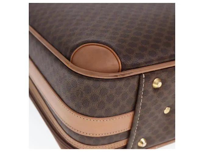 Céline Maleta de lona Macadam CELINE en cuero PVC marrón Auth 76985 Castaño 