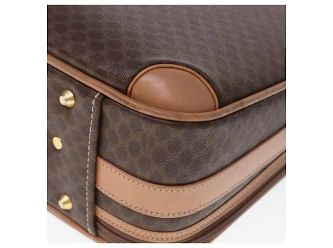 Céline Maleta de lona Macadam CELINE en cuero PVC marrón Auth 76985 Castaño 