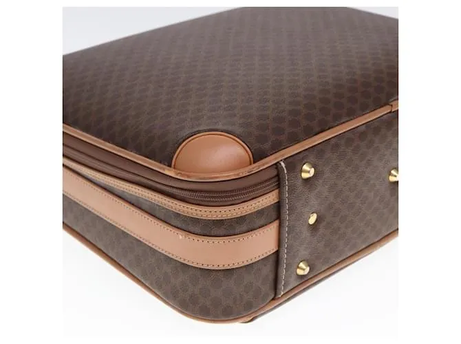 Céline Maleta de lona Macadam CELINE en cuero PVC marrón Auth 76985 Castaño 