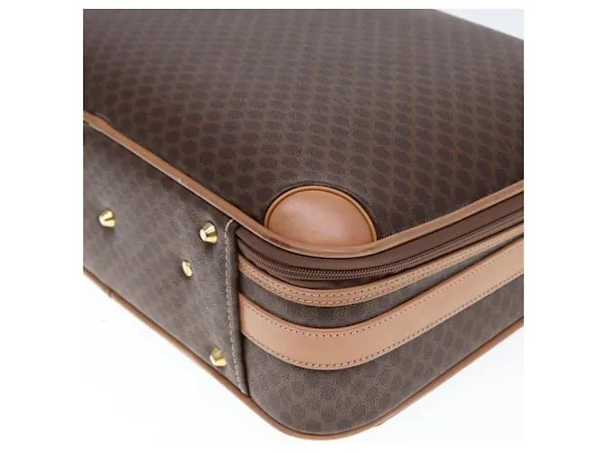 Céline Maleta de lona Macadam CELINE en cuero PVC marrón Auth 76985 Castaño 