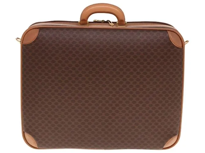 Céline Maleta de lona Macadam CELINE en cuero PVC marrón Auth 76985 Castaño 