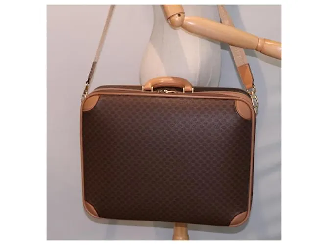 Céline Maleta de lona Macadam CELINE en cuero PVC marrón Auth 76985 Castaño 