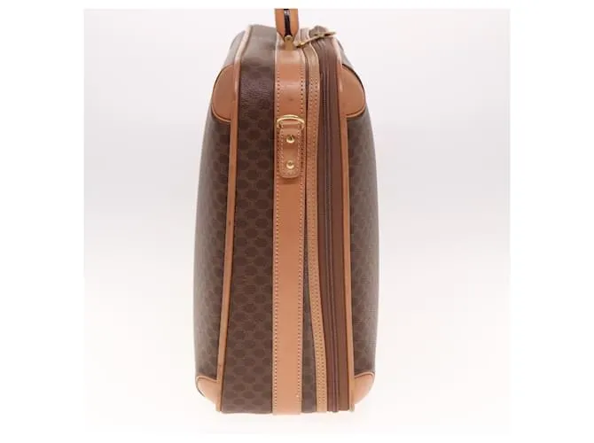 Céline Maleta de lona Macadam CELINE en cuero PVC marrón Auth 76985 Castaño 