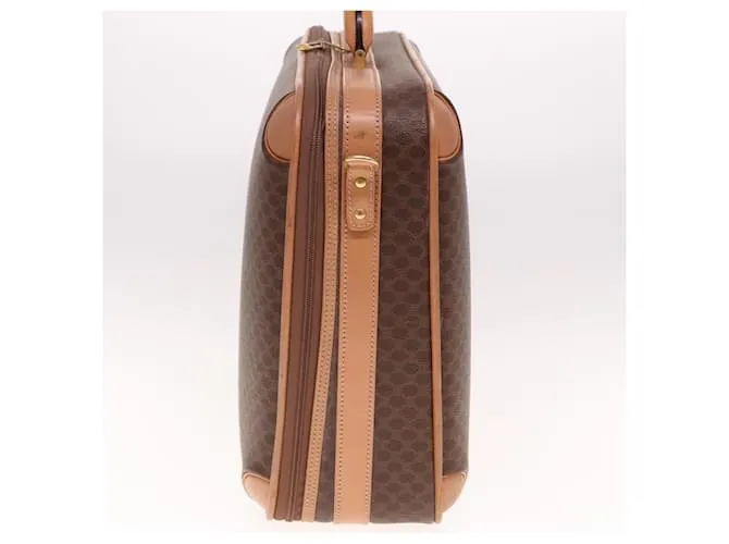 Céline Maleta de lona Macadam CELINE en cuero PVC marrón Auth 76985 Castaño 