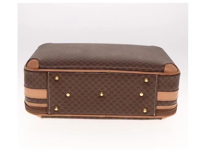 Céline Maleta de lona Macadam CELINE en cuero PVC marrón Auth 76985 Castaño 