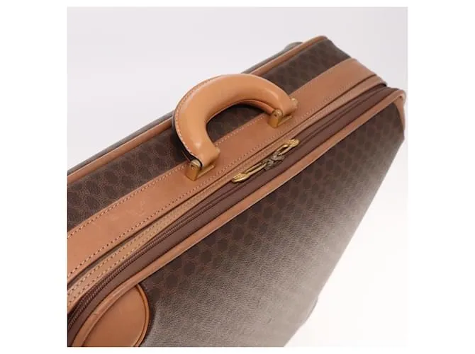 Céline Maleta de lona Macadam CELINE en cuero PVC marrón Auth 76985 Castaño 