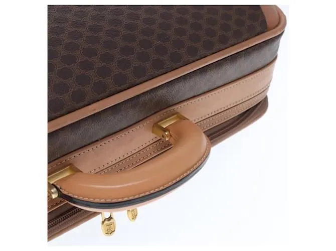 Céline Maleta de lona Macadam CELINE en cuero PVC marrón Auth 76985 Castaño 