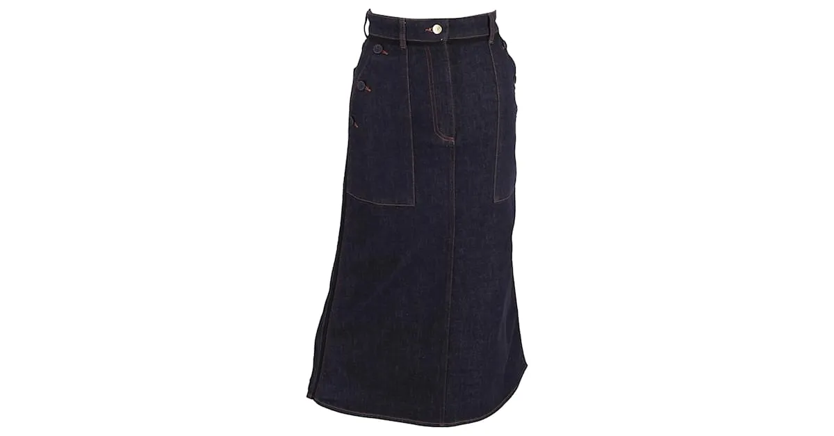 Falda midi Erdem Ardith en denim azul marino 