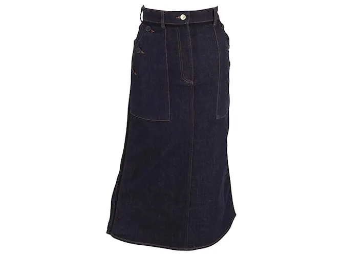 Falda midi Erdem Ardith en denim azul marino 