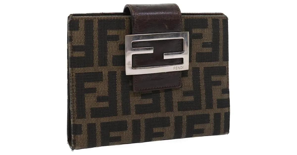 Funda para agenda FENDI Zucca Canvas negro marrón 2289 31099 009 autenticación 56779 Castaño 