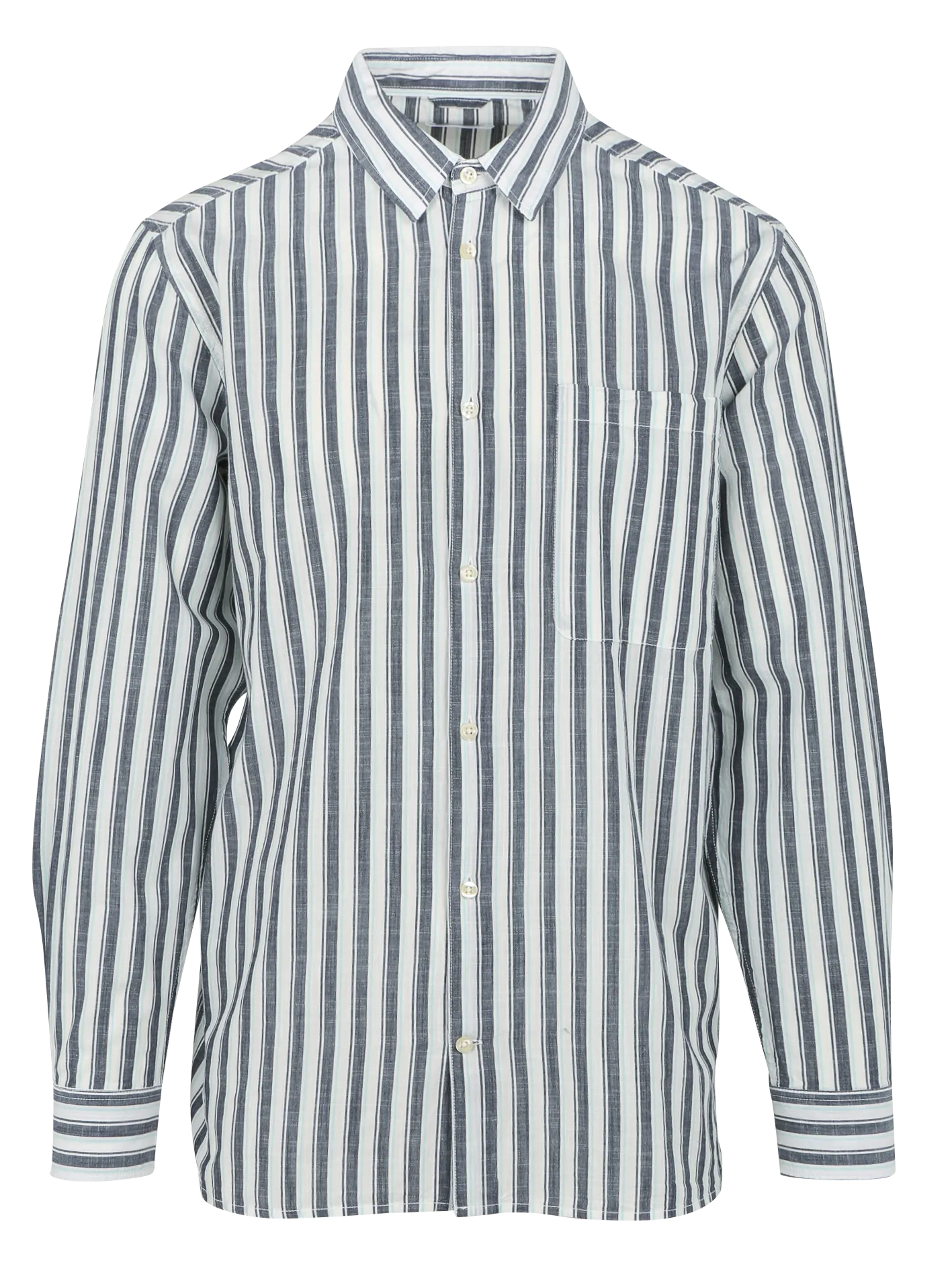 KNOWLEDGE COTTON APPAREL Camisa recta de algodón orgánico con cuello clásico en multicolor