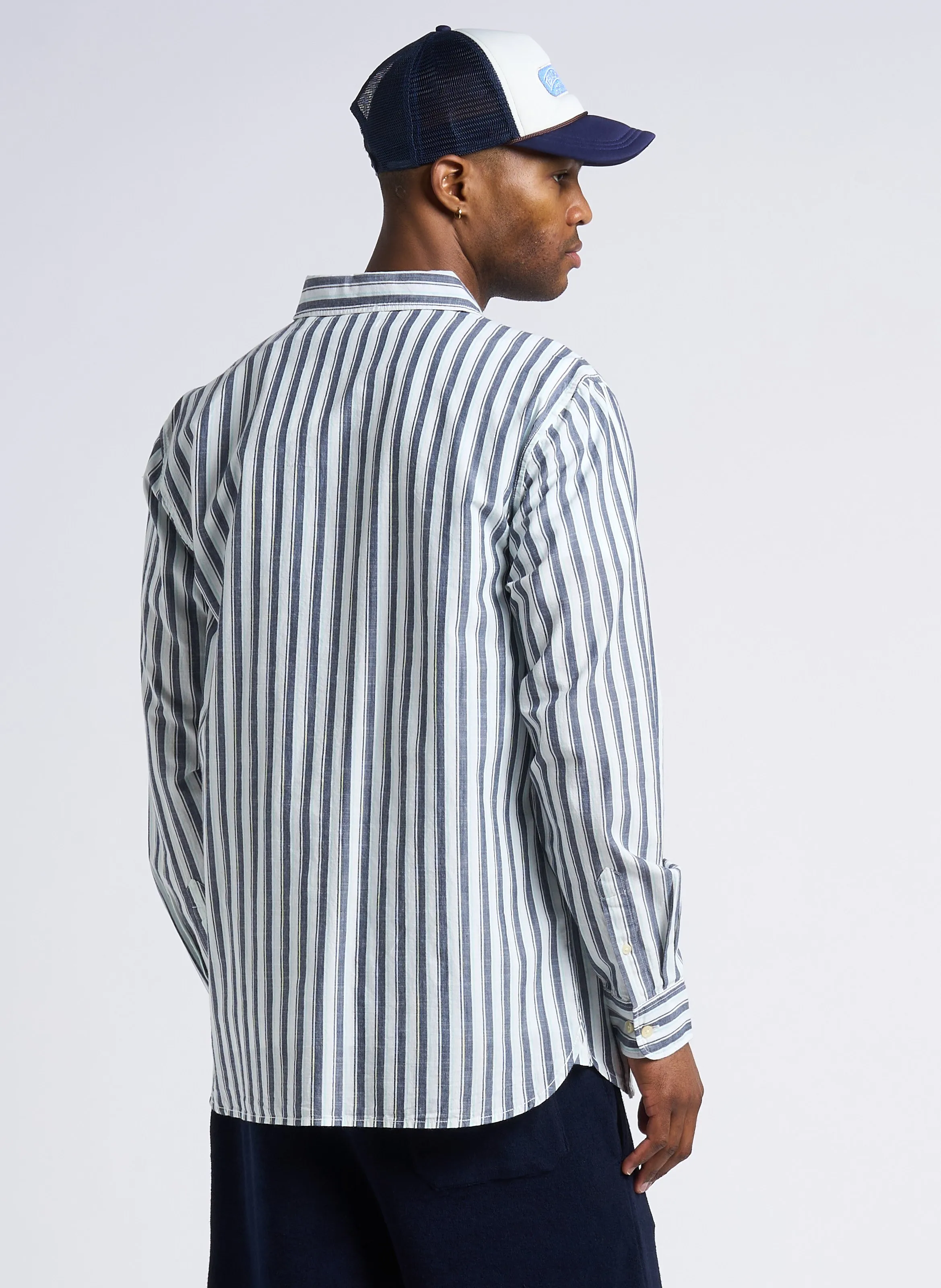 KNOWLEDGE COTTON APPAREL Camisa recta de algodón orgánico con cuello clásico en multicolor