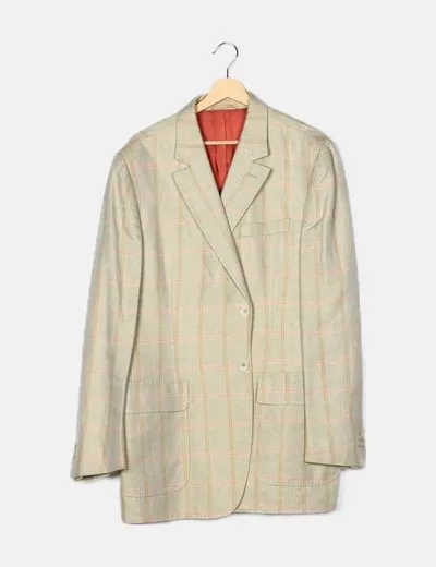 NoName Chaqueta de traje beige estampado cuadros