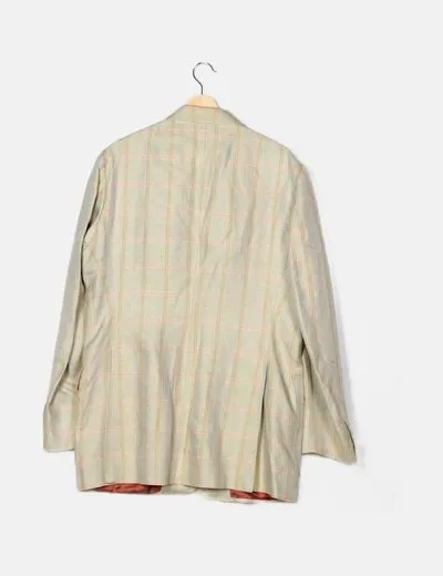 NoName Chaqueta de traje beige estampado cuadros