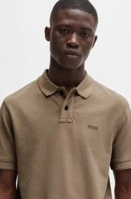 Polo de piqué de algodón con logo estampado