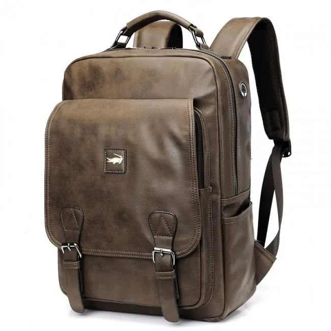 RETRO CROCODILE YOUTH TRAVEL LARGECAPACITY STUDENT BACKPACK LAPTOP BACKPACK BUSINESS DOUBLE BUCKLE MEN'S SCHOOL BAG 